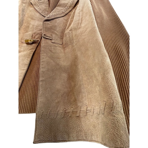 Peter Nygard Petite M Suede Knit Paneled Blazer Jacket Tan‎ Beige Button Front - Picture 3 of 11